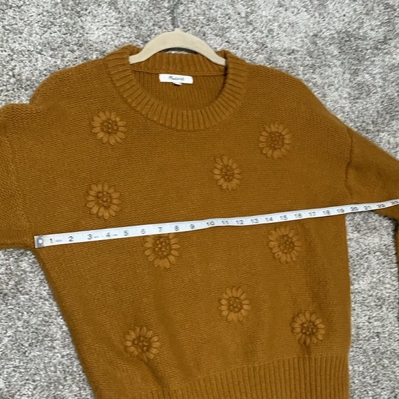 Madewell Flower Embroidered Burnt Yellow Pullover Sweater - Picture 7 of 8